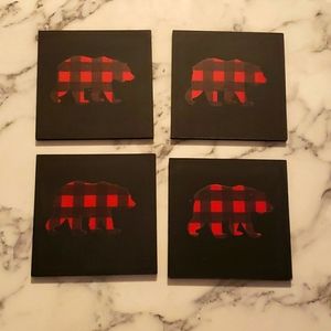 Set of 4 bear coasters